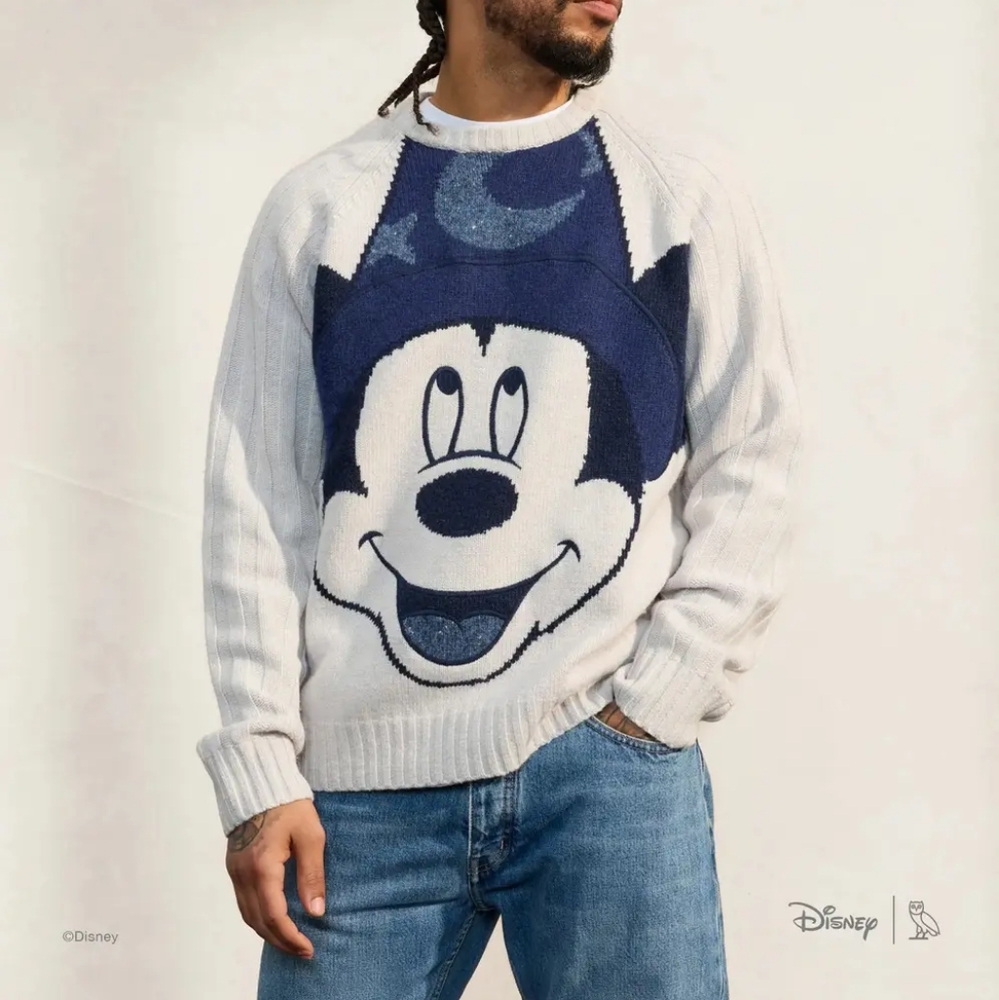 DISNEY x OVO Heather Grey Sorcerer Mickey Knit Sweater Wool Blend XL NWT